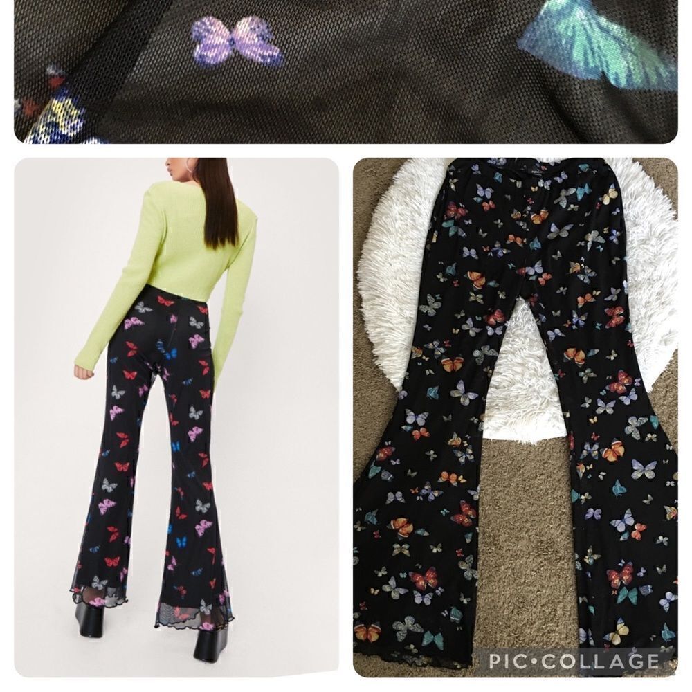 Super Cute double layered sheer over wide leg pants